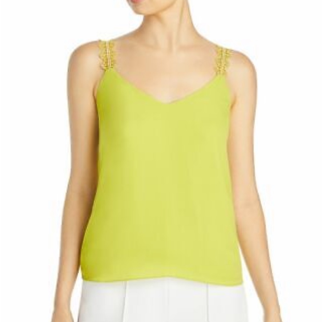 Tahari Lace Strap Tank In Lime Green